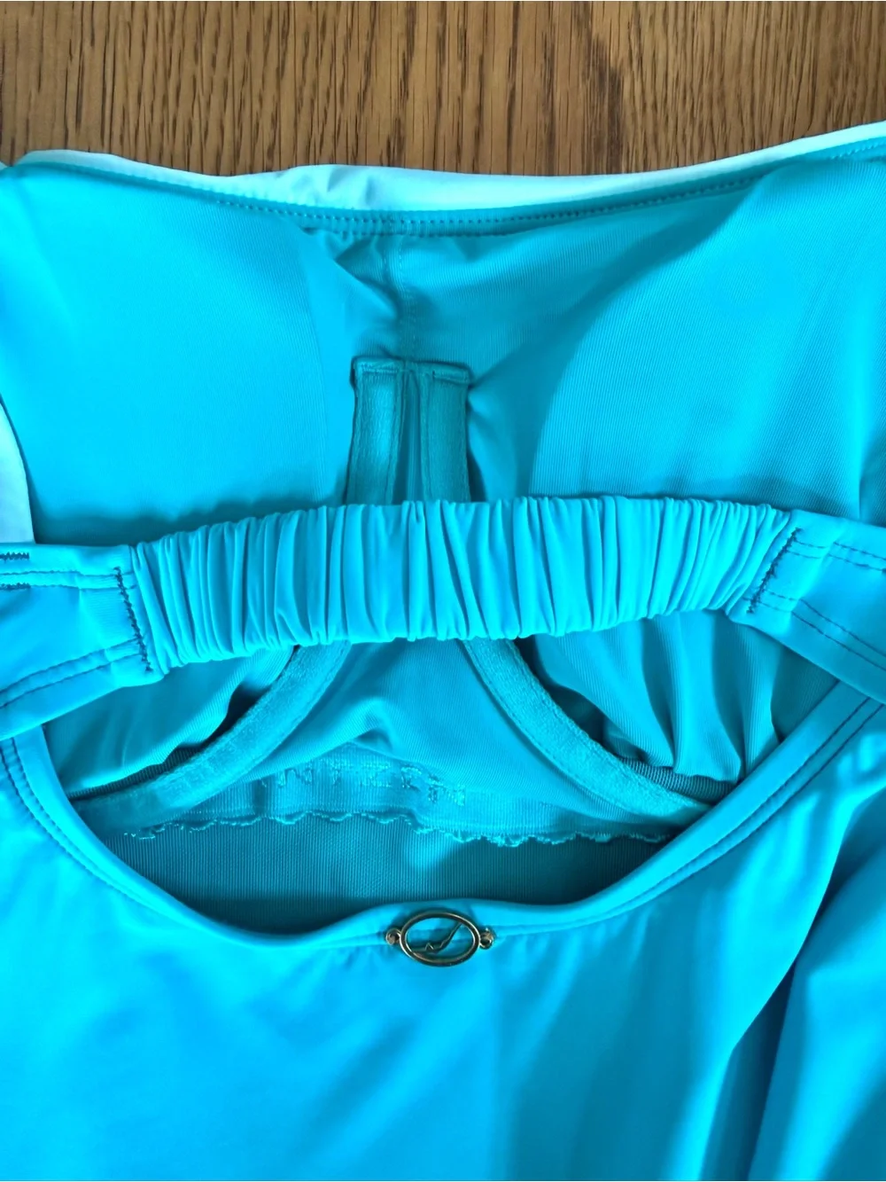 Jantzen Tummy Control One-Piece Swimsuit Ombre Turquoise Ruched Straps Sz 12 NWT